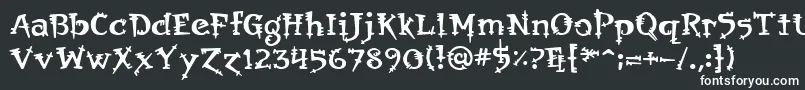 OrbusMultiserif-fontti – valkoiset fontit mustalla taustalla