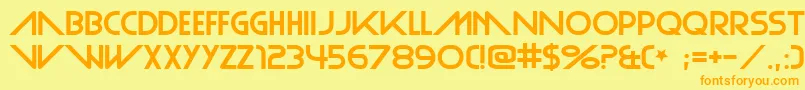 フォントPlainCred – オレンジの文字が黄色の背景にあります。