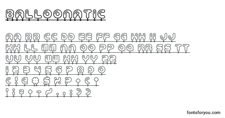 Schriftart Balloonatic – Alphabet, Zahlen, spezielle Symbole