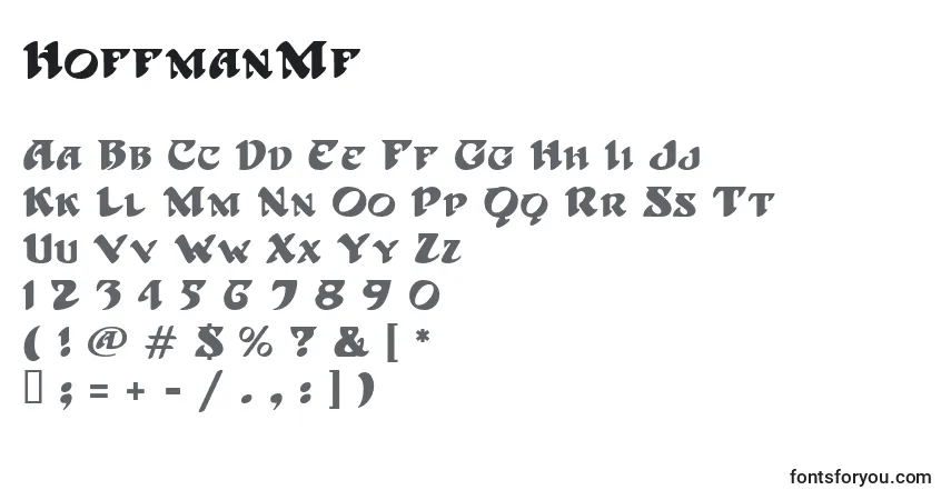 A fonte HoffmanMf – alfabeto, números, caracteres especiais