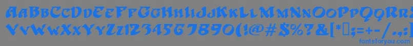 フォントHoffmanMf – 灰色の背景に青い文字