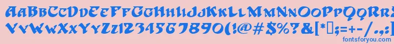 HoffmanMf-Schriftart – Blaue Schriften auf rosa Hintergrund
