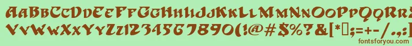 フォントHoffmanMf – 緑の背景に茶色のフォント