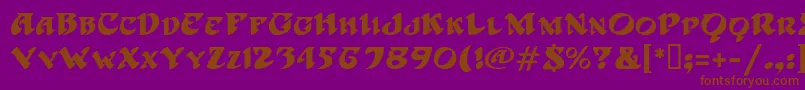 HoffmanMf-Schriftart – Braune Schriften auf violettem Hintergrund