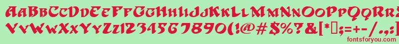 HoffmanMf Font – Red Fonts on Green Background