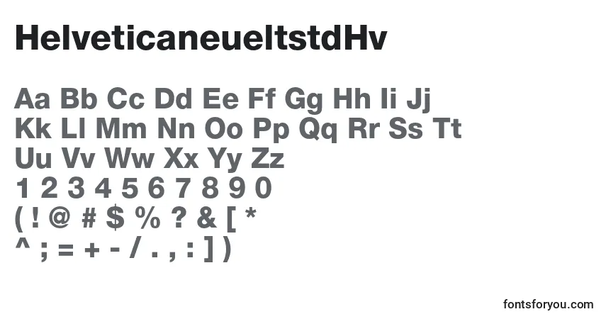 A fonte HelveticaneueltstdHv – alfabeto, números, caracteres especiais