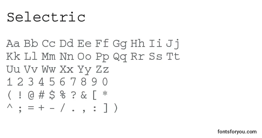 Schriftart Selectric – Alphabet, Zahlen, spezielle Symbole
