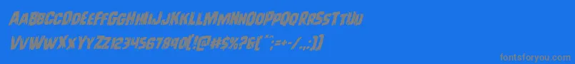 フォントLeatherfacerotal – 青い背景に灰色の文字