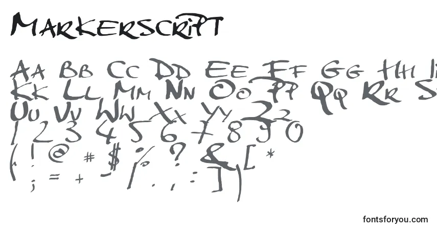 Schriftart Markerscript – Alphabet, Zahlen, spezielle Symbole