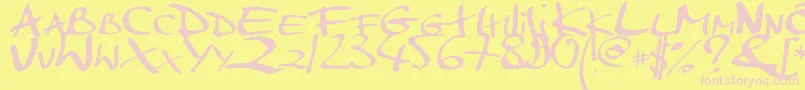 Markerscript-Schriftart – Rosa Schriften auf gelbem Hintergrund