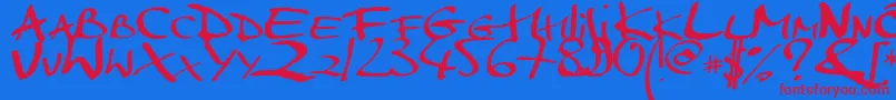 Markerscript Font – Red Fonts on Blue Background