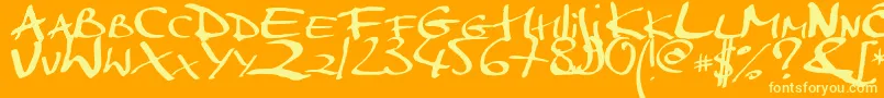 Markerscript-Schriftart – Gelbe Schriften auf orangefarbenem Hintergrund