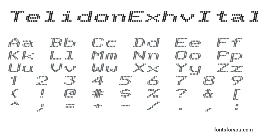 A fonte TelidonExhvItalic – alfabeto, números, caracteres especiais