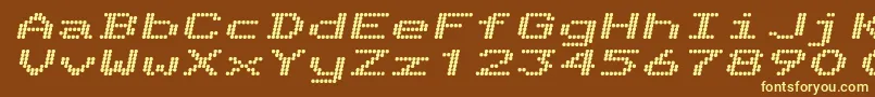 TelidonExhvItalic-fontti – keltaiset fontit ruskealla taustalla