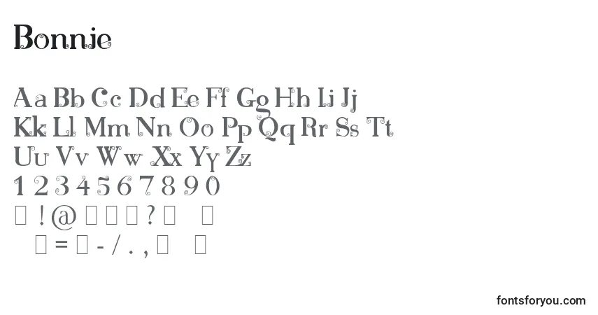 Шрифт Bonnie – алфавит, цифры, специальные символы