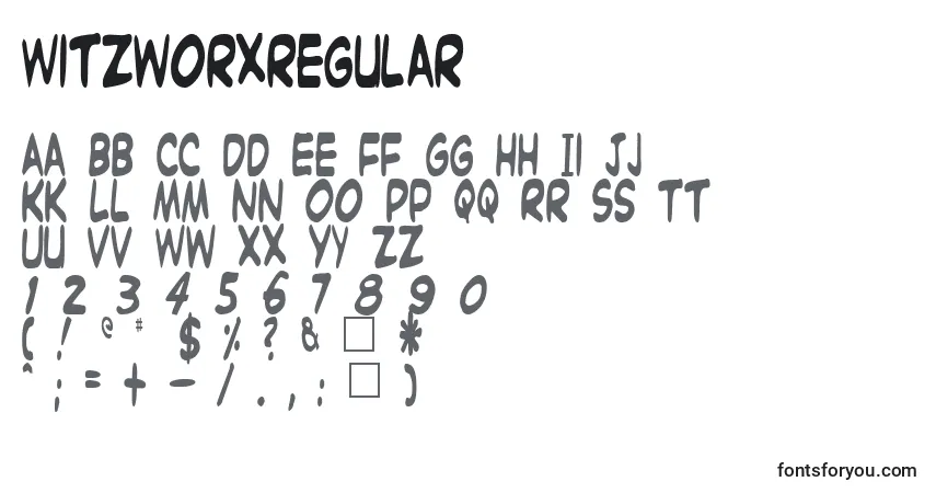 Schriftart Witzworxregular – Alphabet, Zahlen, spezielle Symbole