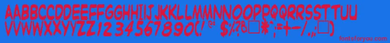 フォントWitzworxregular – 赤い文字の青い背景