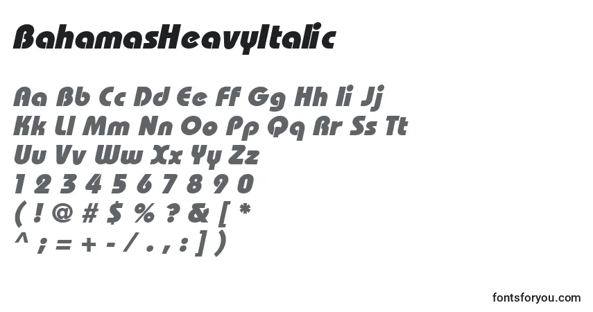 Шрифт BahamasHeavyItalic – алфавит, цифры, специальные символы