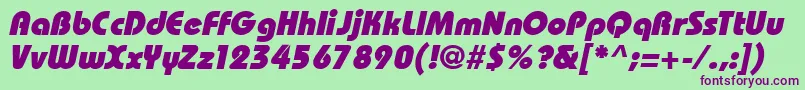 Weitere Informationen zur BahamasHeavyItalic-Schriftart BahamasHeavyItalic-Schriftart – Violette Schriften auf grünem Hintergrund