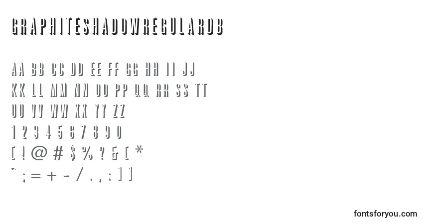 Czcionka GraphiteshadowRegularDb – alfabet, cyfry, specjalne znaki