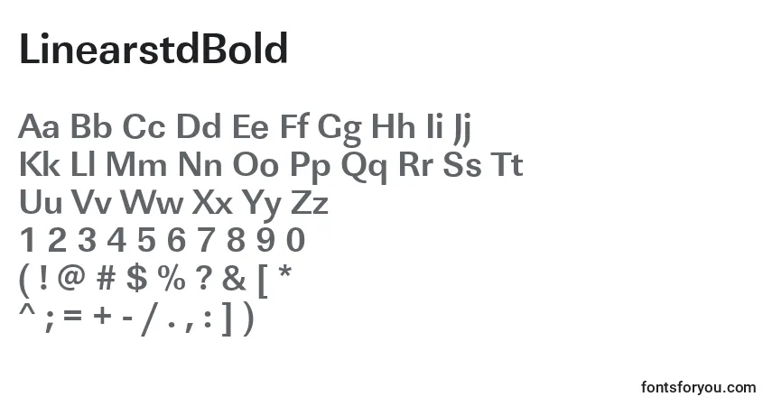 A fonte LinearstdBold – alfabeto, números, caracteres especiais