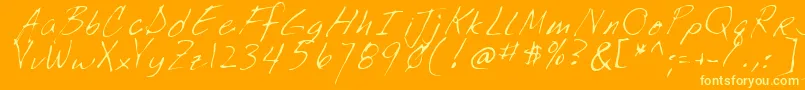 Weitere Informationen zur LookoutRegular-Schriftart LookoutRegular-Schriftart – Gelbe Schriften auf orangefarbenem Hintergrund