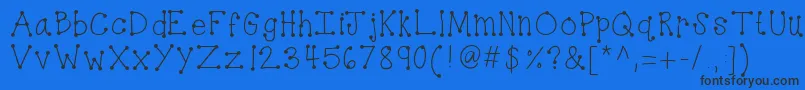 フォントKbdottydot – 黒い文字の青い背景