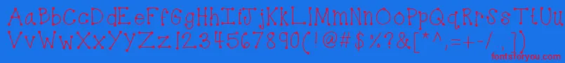 Kbdottydot-Schriftart – Rote Schriften auf blauem Hintergrund