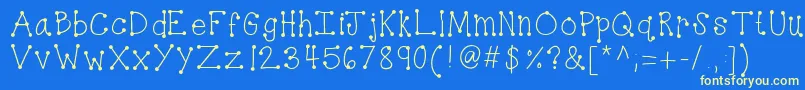 Kbdottydot Font – Yellow Fonts on Blue Background