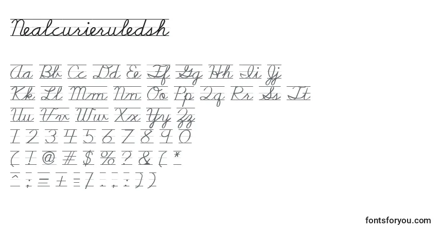 Шрифт Nealcurieruledsh – алфавит, цифры, специальные символы