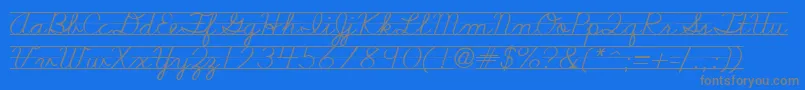 フォントNealcurieruledsh – 青い背景に灰色の文字