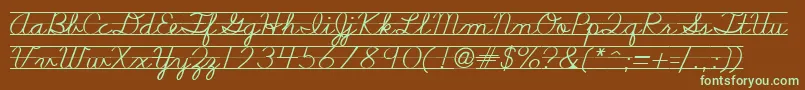 Nealcurieruledsh-Schriftart – Grüne Schriften auf braunem Hintergrund