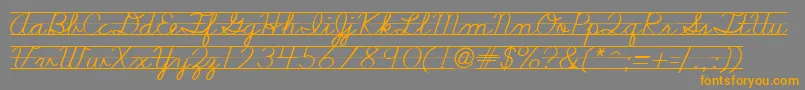 フォントNealcurieruledsh – オレンジの文字は灰色の背景にあります。