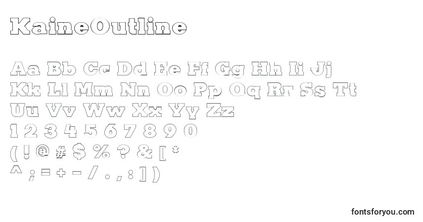 Czcionka KaineOutline – alfabet, cyfry, specjalne znaki