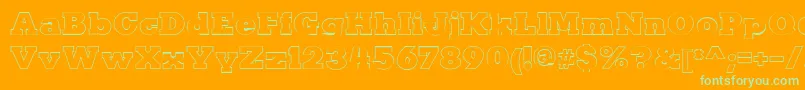 Czcionka KaineOutline – zielone czcionki na pomarańczowym tle