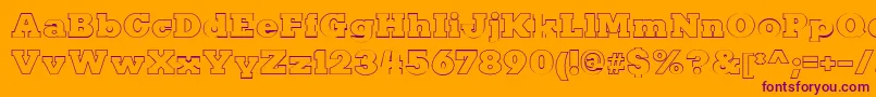 Fonte KaineOutline – fontes roxas em um fundo laranja