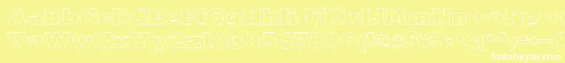 KaineOutline-Schriftart – Weiße Schriften auf gelbem Hintergrund