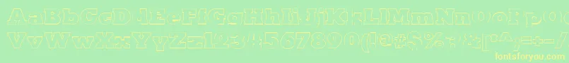 フォントKaineOutline – 黄色の文字が緑の背景にあります