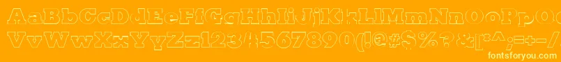 KaineOutline-Schriftart – Gelbe Schriften auf orangefarbenem Hintergrund