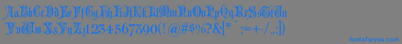 フォントGrusskartengotisch – 灰色の背景に青い文字