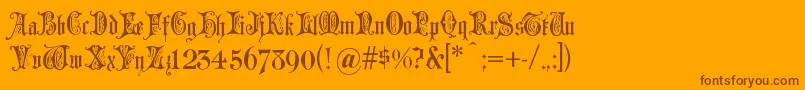 Grusskartengotisch Font – Brown Fonts on Orange Background