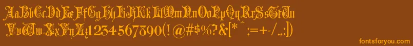 Grusskartengotisch Font – Orange Fonts on Brown Background