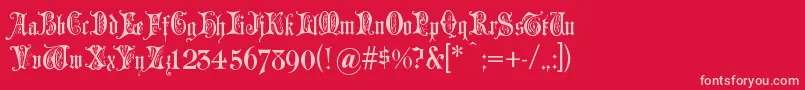 Grusskartengotisch Font – Pink Fonts on Red Background