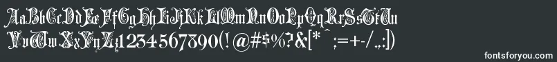 フォントGrusskartengotisch – 黒い背景に白い文字