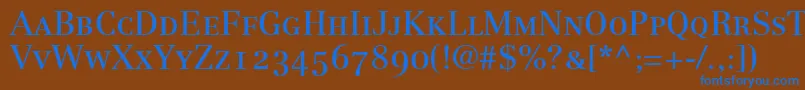LinotypeCentennial55RomanSmallCapsOldstyleFigures Font – Blue Fonts on Brown Background
