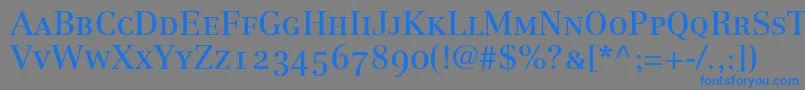 Czcionka LinotypeCentennial55RomanSmallCapsOldstyleFigures – niebieskie czcionki na szarym tle