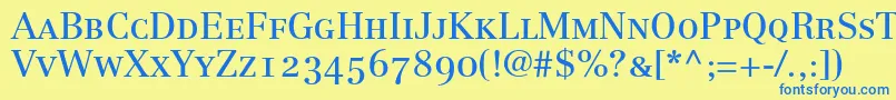 LinotypeCentennial55RomanSmallCapsOldstyleFigures Font – Blue Fonts on Yellow Background
