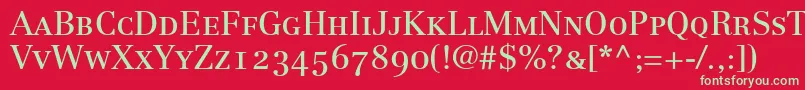 LinotypeCentennial55RomanSmallCapsOldstyleFigures Font – Green Fonts on Red Background
