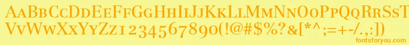 LinotypeCentennial55RomanSmallCapsOldstyleFigures Font – Orange Fonts on Yellow Background