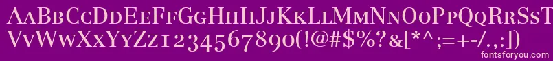 LinotypeCentennial55RomanSmallCapsOldstyleFigures Font – Pink Fonts on Purple Background